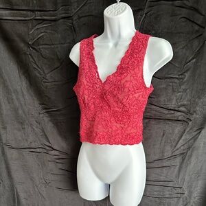 Hanky Panky, cranberry red lace crop top